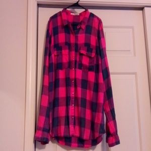 PLUS SIZE Maurices plaid pink/navy long sleeve